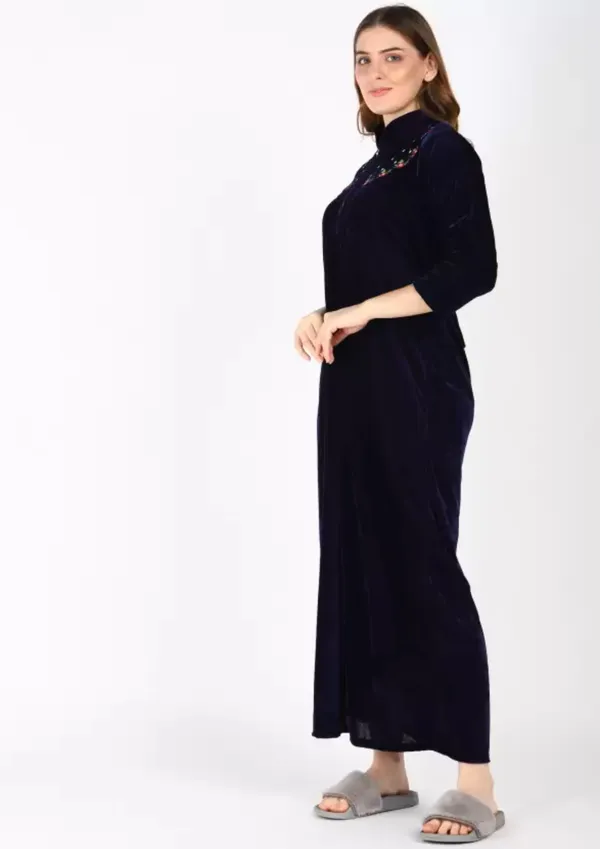 Dark_Blue_Velvet_Solid_Nighty_For_Women
