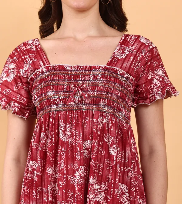 Maroon_Sarina_Smoky_Design_Nighty_For_Women_Best_for_Summer