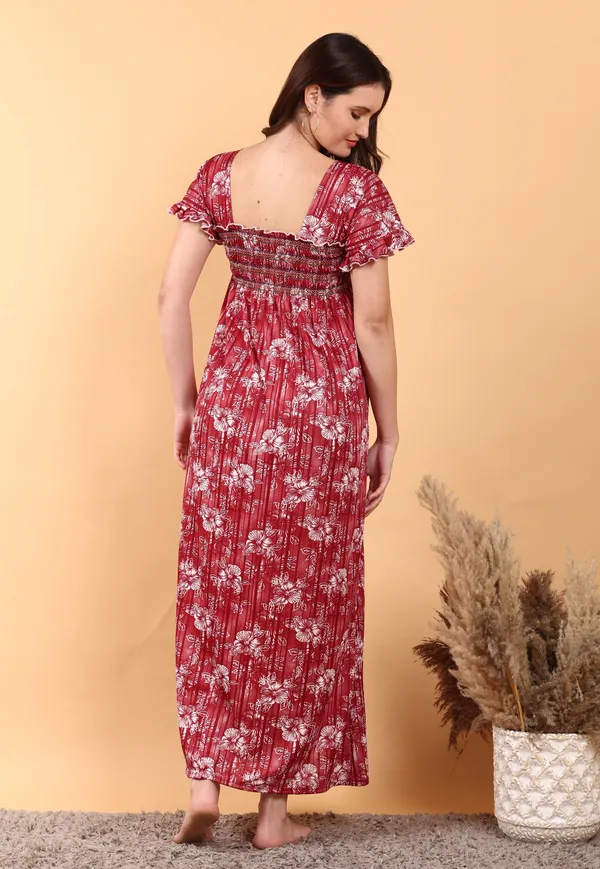 Maroon_Sarina_Smoky_Design_Nighty_For_Women_Best_for_Summer