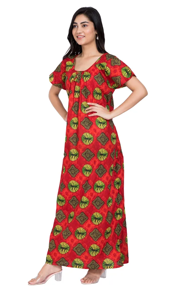 Multicolor_Summer_Nighty__Cotton_Round_Neck_Maxi_For_Women