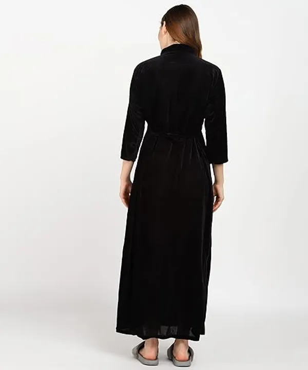 Pack_of_2_Black_and_Maroon_Embroidery_Velvet_nighty_For_Women