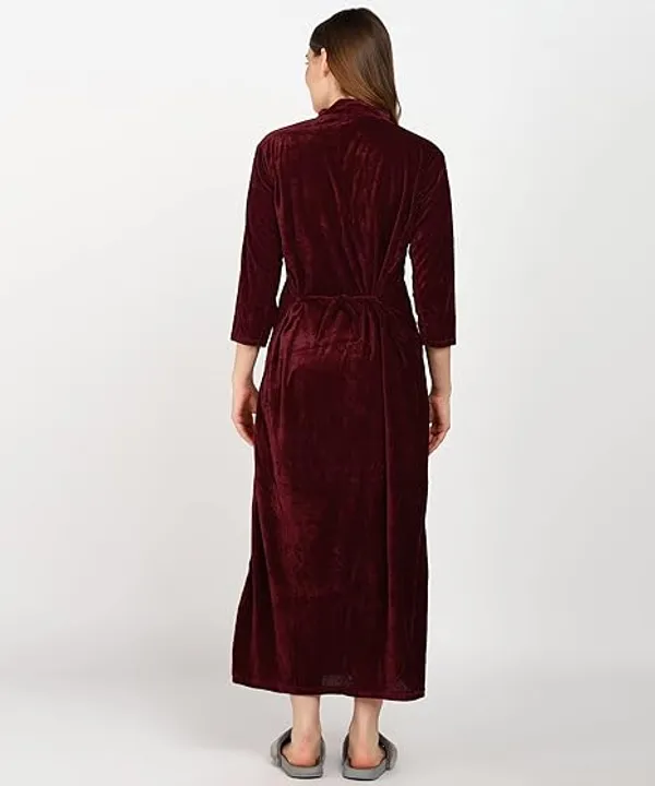 Pack_of_2_Black_and_Maroon_Embroidery_Velvet_nighty_For_Women