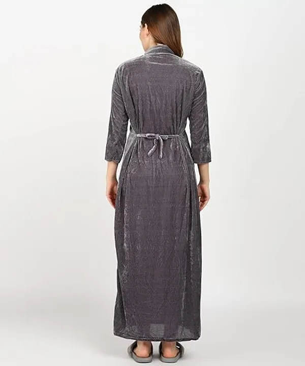 Pack_of_2_Dark_Green_and_Grey_Velvet_Nighty_For_Women