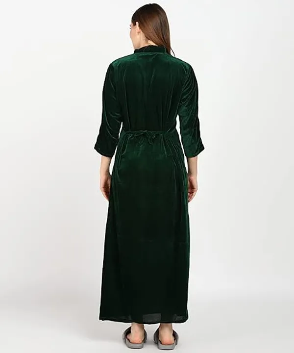 Pack_of_2_Dark_Green_and_Grey_Velvet_Nighty_For_Women