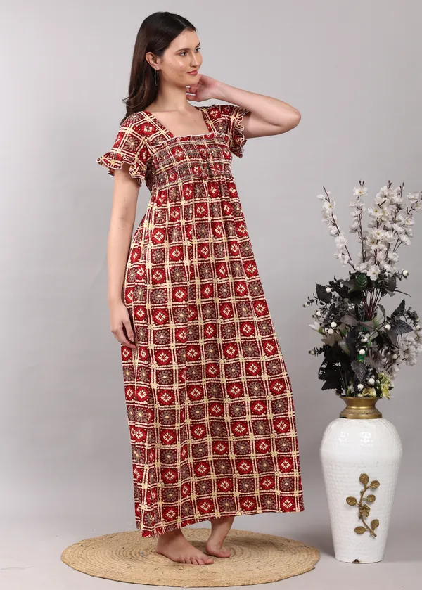 Pack_of_2_Navy_and_Maroon_Rangoli_print_Nighty_For_Women