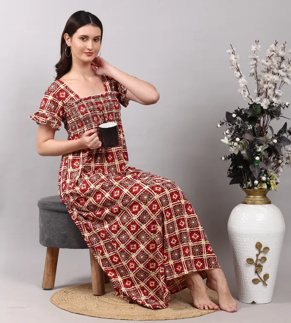 Pack_of_2_Navy_and_Maroon_Rangoli_print_Nighty_For_Women