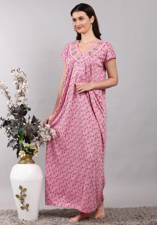 Pack_of_2_Pink_and_Yellow_Embroidery_Cotton_Nighty_For_Women