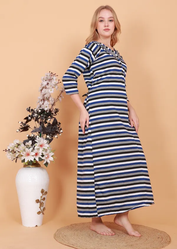 Pack_of_2_Woolen_Nighty_|_Multicolor_Fleece_/_Cotswool_Embroidery_With_Stripe_Design_Maxi_For_Women