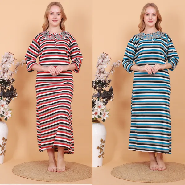Pack_of_2_Woolen_Nighty_|_Multicolor_Fleece_/_Cotswool_Maxi_For_Women