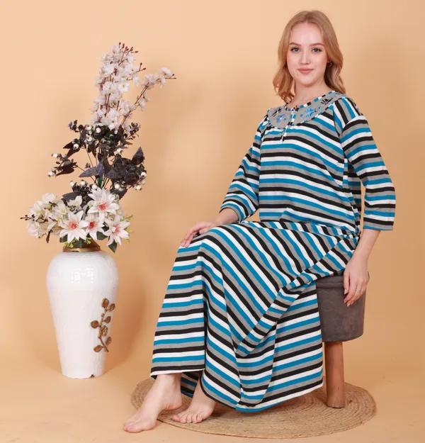 Pack_of_2_Woolen_Nighty_|_Multicolor_Fleece_/_Cotswool_Maxi_For_Women