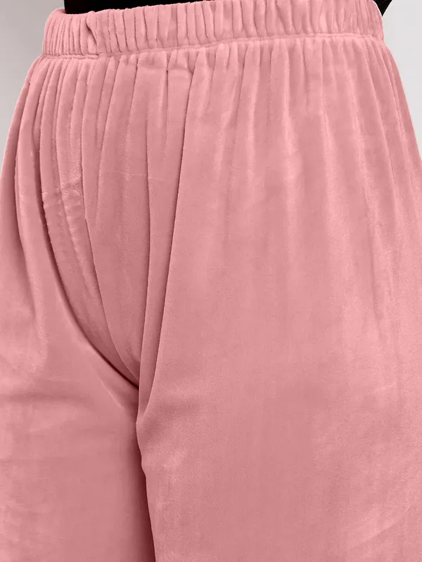 Peach_Women’s_Velvet_Winter_Pajama_|_Soft_&_Warm_Solid_Track_Pants_|_Elastic_Waist_Casual_Lounge_Wear