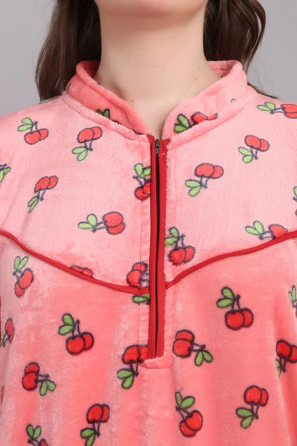 Peach_Woolen_Super_Soft_Winter_Nighty__for_women