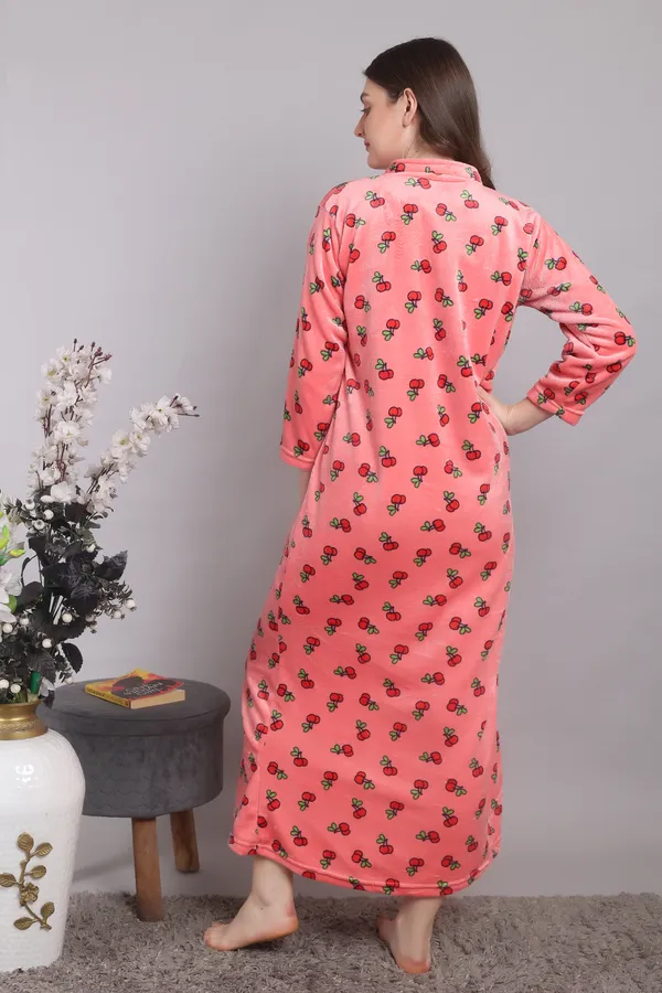 Peach_Woolen_Super_Soft_Winter_Nighty__for_women
