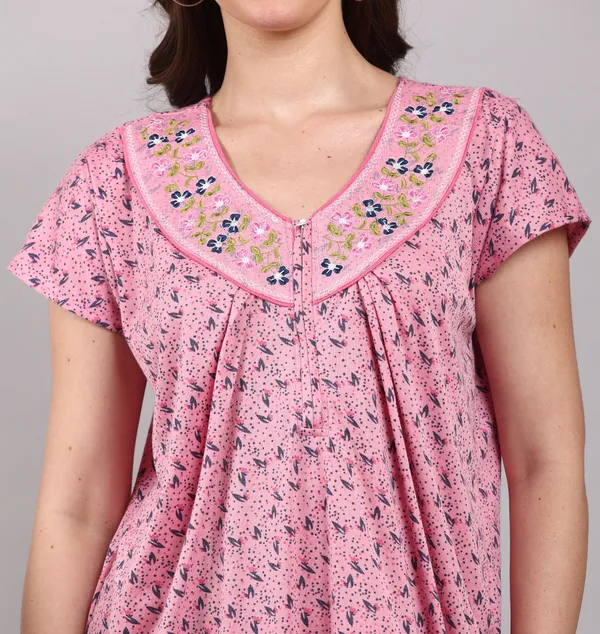Pink_Women__Embroidery_hosiery_Nighty_best_for_Summer