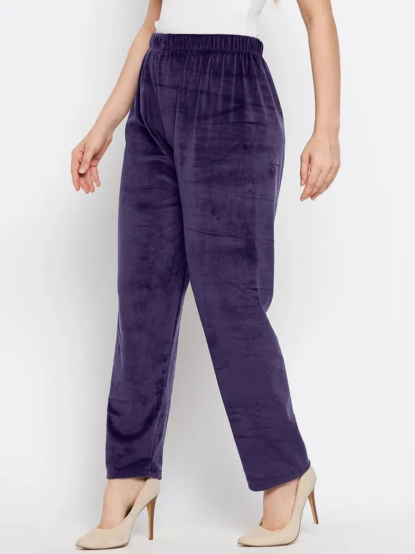 Purple_Women’s_Velvet_Winter_Pajama_|_Soft_&_Warm_Solid_Track_Pants_|_Elastic_Waist_Casual_Lounge_Wear