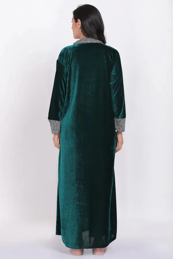 Sea_Green_Velvet_Nighty_For_Women
