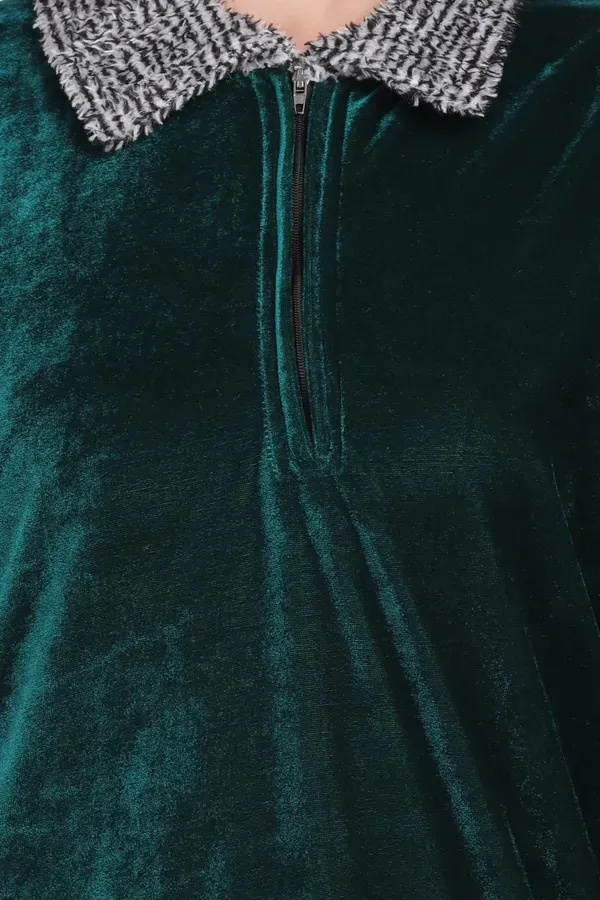 Sea_Green_Velvet_Nighty_For_Women