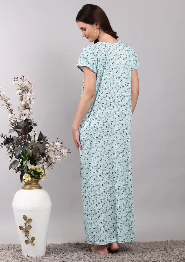 Sky_Blue_Printed_Cotton_Hosiery_nighty_For_Women_Best_For_Summer