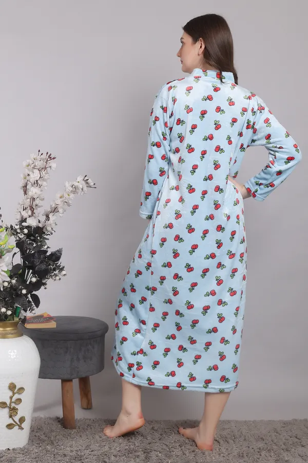 Sky_Blue_Woolen_Super_Soft_Nighty_For_Women