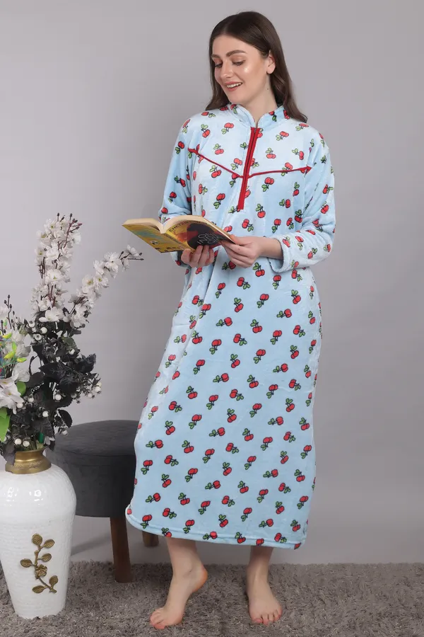 Sky_Blue_Woolen_Super_Soft_Nighty_For_Women