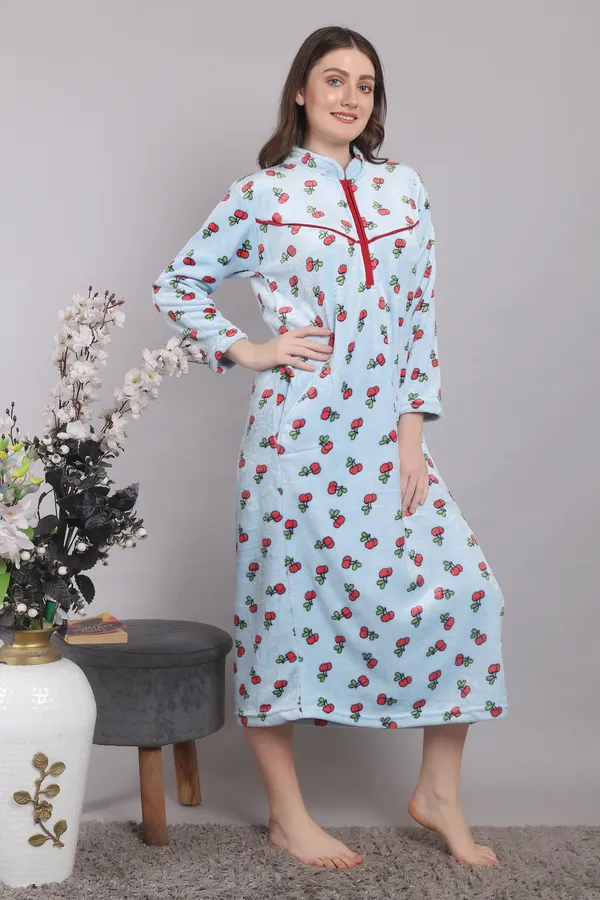 Sky_Blue_Woolen_Super_Soft_Nighty_For_Women