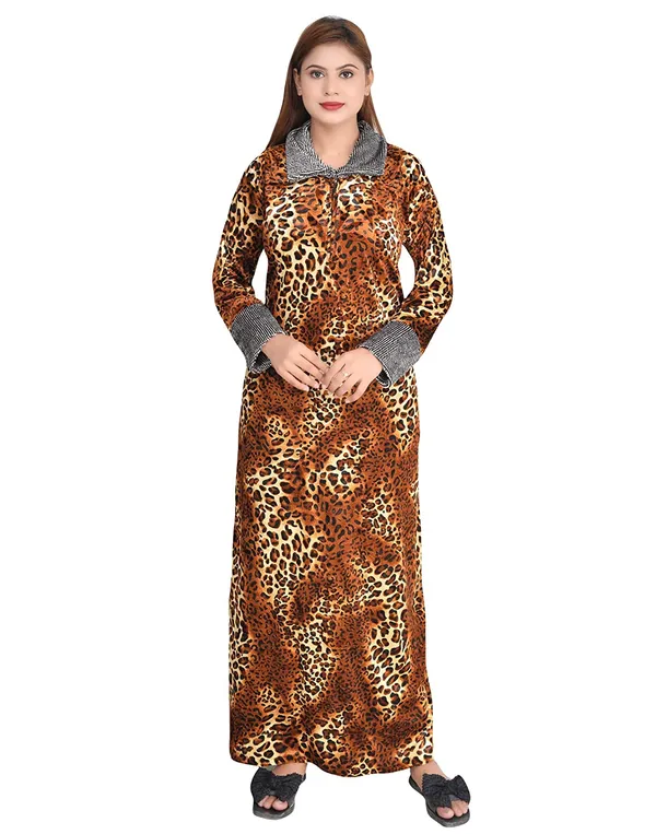 Orange_Velvet_Printed_Nighty_For_Women