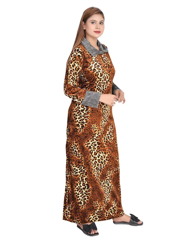 Orange_Velvet_Printed_Nighty_For_Women