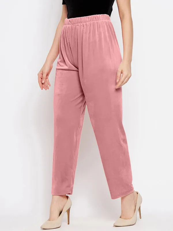 Women’s_Velvet_Winter_Lower_Pajama_Pack_of_2_|_Dusty_Pink_&_Black_|_Soft_Warm_Fabric_|_Elastic_Waist_Casual_Track_Pants