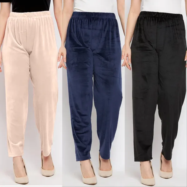 Women’s_Velvet_Winter_Lower_Pajama_Pack_of_3_|_Soft_&_Warm_Elastic_Waist_Lounge_Pants_|_Beige,_Black_&_Navy_Blue