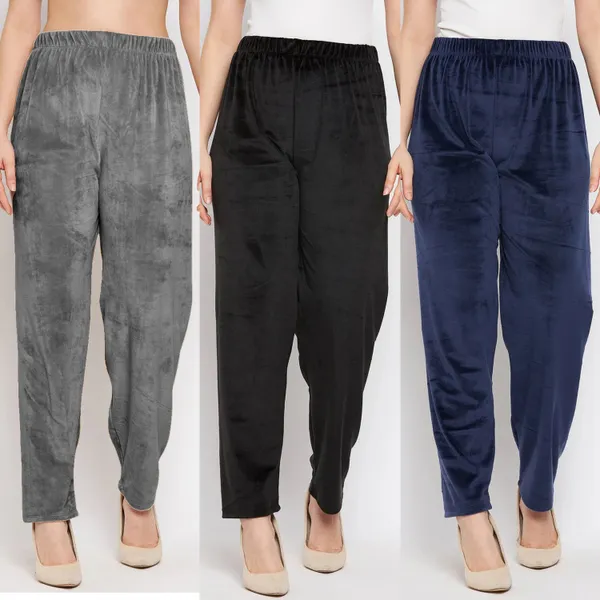 Women’s_Velvet_Winter_Lower_Pajama_Pack_of_3_|_Soft_&_Warm_Elastic_Waist_Lounge_Pants_|_Grey,_Black_&_Navy_Blue