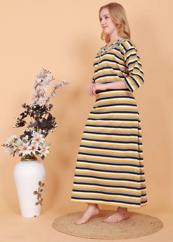Multicolor_Fleece_Embroidery_With_Stripe_Nighty_For_Women