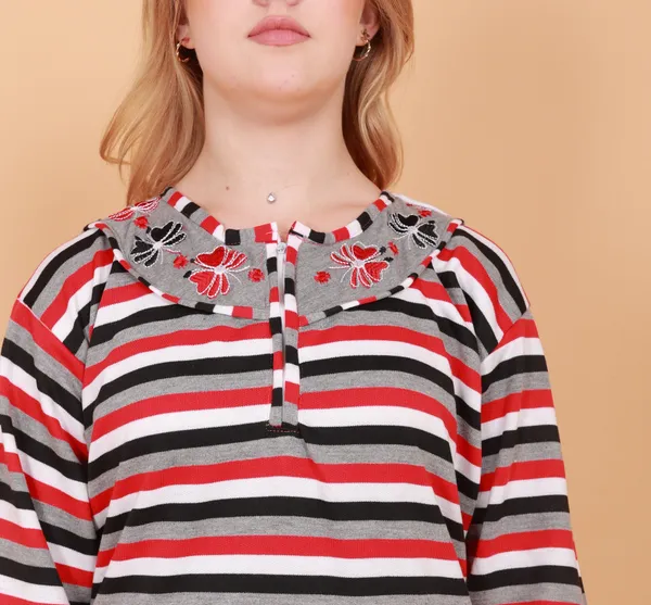 Multicolor_Fleece_Embroidery_With_Stripe_Nighty_For_Women