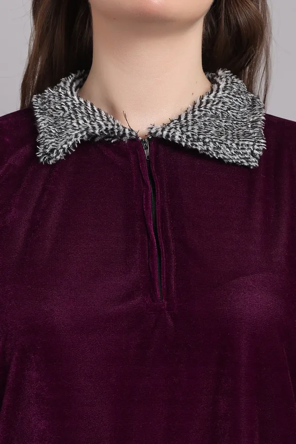 Pack_of_2_Woolen_Nighty_|_White_and_Wine_Velvet_Maxi_For_Women