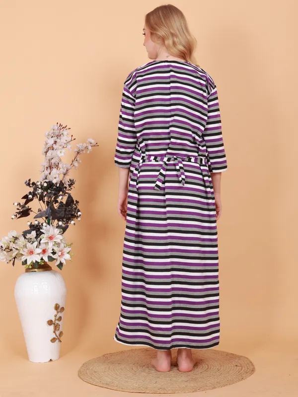 Pack_of_2_Woolen_Nighty_|_Multicolor_Fleece_/_Cotswool_Embroidery_With_Stripe_Design_Maxi_For_Women