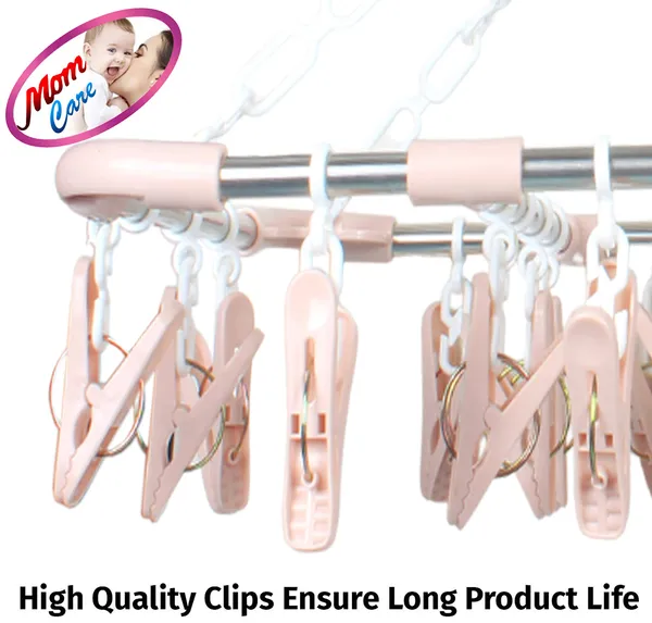 Pink_30_Clothes_Peg_Hanger,_Foldable_Cloth_Hanger_With_30_Clips_Laundry_Drip_Drying_Hanger_Rack_Stainless_Steel_&_Plastic_Clothes_Hanger_For_Socks_Undergarments_50X30X38
