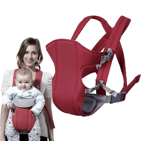 Red_Baby_Carrier_Cum_Kangaroo_Bag/Honeycomb_Texture_Baby_Carry_Sling/Back/Front_Carrier_For_Baby_With_Safety_Belt_And_Buckle_Straps,_Adjustablefor_0-18_Months_-_Newborn