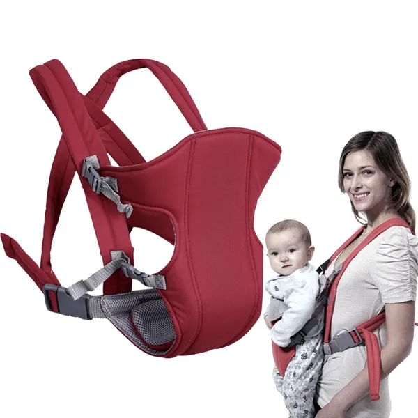 Red_Baby_Carrier_Cum_Kangaroo_Bag/Honeycomb_Texture_Baby_Carry_Sling/Back/Front_Carrier_For_Baby_With_Safety_Belt_And_Buckle_Straps,_Adjustablefor_0-18_Months_-_Newborn