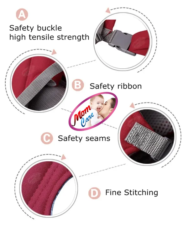 Red_Baby_Carrier_Cum_Kangaroo_Bag/Honeycomb_Texture_Baby_Carry_Sling/Back/Front_Carrier_For_Baby_With_Safety_Belt_And_Buckle_Straps,_Adjustablefor_0-18_Months_-_Newborn