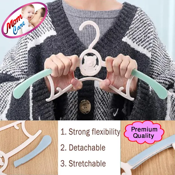 Multicolor_Plastic_Clothes_Hanger_Extendable_Anti_Slip_With_Hooks_For_Babies_Kids_Wardrobe_Pack_Of_12
