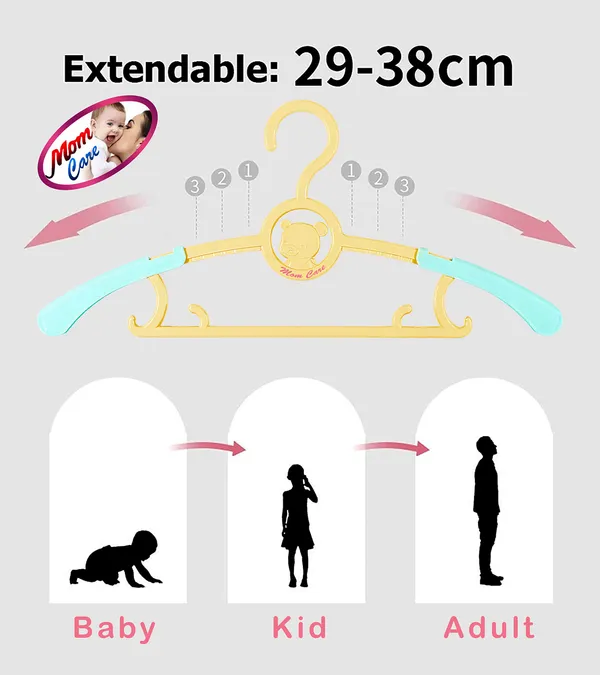 Multicolor_Plastic_Clothes_Hanger_Extendable_Anti_Slip_With_Hooks_For_Babies_Kids_Wardrobe_Pack_Of_6
