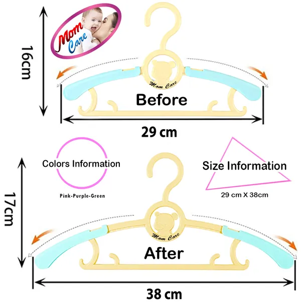 Multicolor_Plastic_Clothes_Hanger_Extendable_Anti_Slip_With_Hooks_For_Babies_Kids_Wardrobe_Pack_Of_6