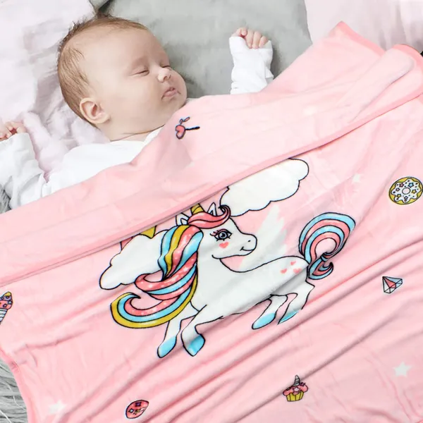 Mom Care Pink Fleece Winter Blanket For Newborn Baby Super Soft