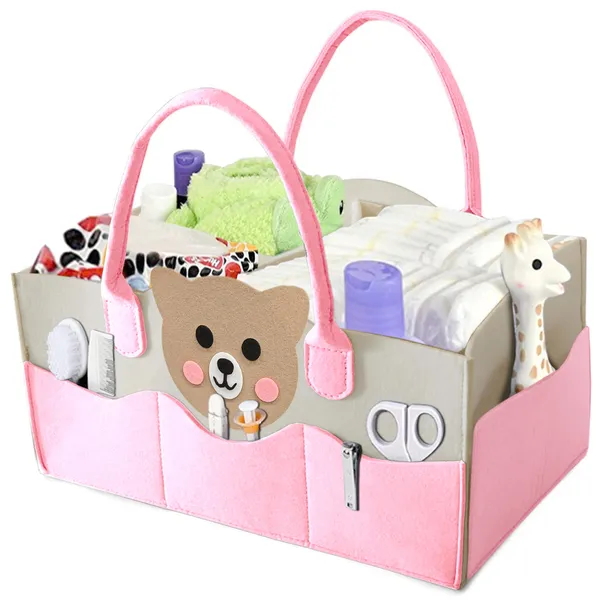 Pink_Baby_Diaper_Storage_Organizer_Nappies_Bag_For_Mother_Stylish_Storage_Bag_For_All_Newborn_Baby_Products_Nursery_Basket__Non_Woven
