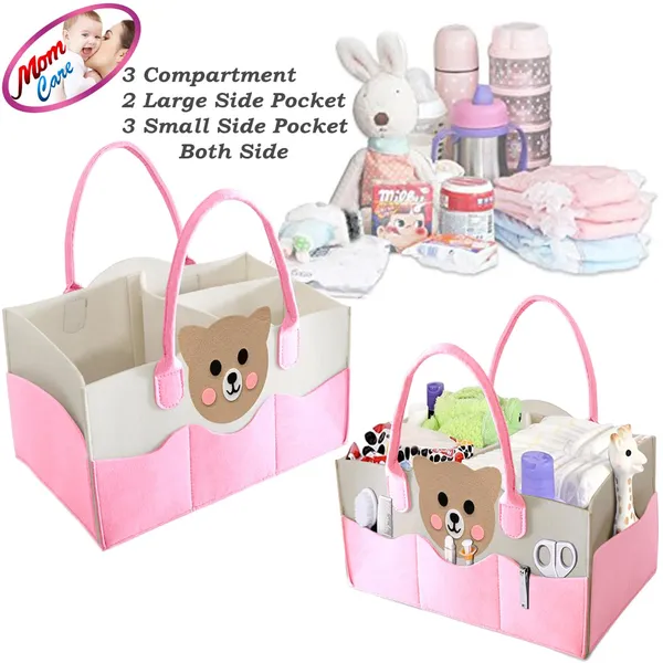 Pink_Baby_Diaper_Storage_Organizer_Nappies_Bag_For_Mother_Stylish_Storage_Bag_For_All_Newborn_Baby_Products_Nursery_Basket__Non_Woven