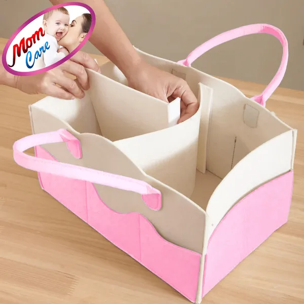 Pink_Baby_Diaper_Storage_Organizer_Nappies_Bag_For_Mother_Stylish_Storage_Bag_For_All_Newborn_Baby_Products_Nursery_Basket__Non_Woven