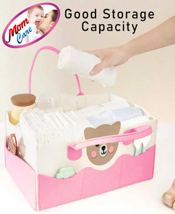 Pink_Baby_Diaper_Storage_Organizer_Nappies_Bag_For_Mother_Stylish_Storage_Bag_For_All_Newborn_Baby_Products_Nursery_Basket__Non_Woven