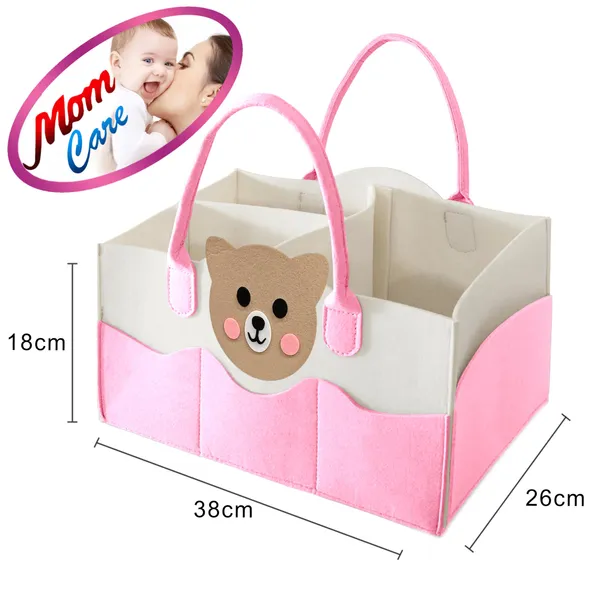 Pink_Baby_Diaper_Storage_Organizer_Nappies_Bag_For_Mother_Stylish_Storage_Bag_For_All_Newborn_Baby_Products_Nursery_Basket__Non_Woven