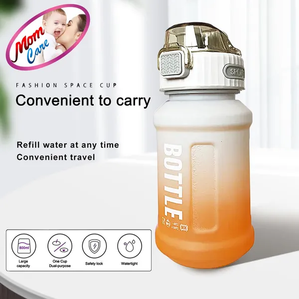 Yellow_Kids_Water_Bottle_For_School_Classes_Button_Sipper_And_Straw_Anti_Leak_Double_Lock_Measuring_Scale_Plastic_Lightweight_800Ml