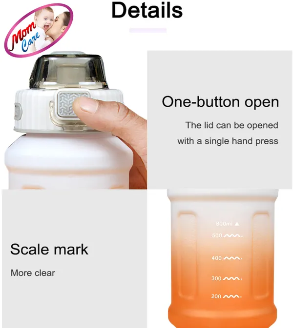 Yellow_Kids_Water_Bottle_For_School_Classes_Button_Sipper_And_Straw_Anti_Leak_Double_Lock_Measuring_Scale_Plastic_Lightweight_800Ml