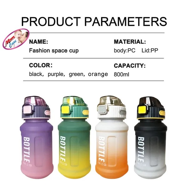 Yellow_Kids_Water_Bottle_For_School_Classes_Button_Sipper_And_Straw_Anti_Leak_Double_Lock_Measuring_Scale_Plastic_Lightweight_800Ml